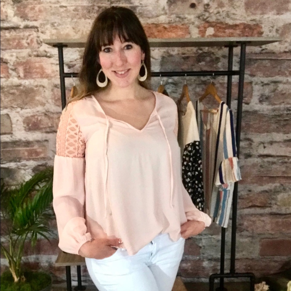 Light pink lace long sleeve